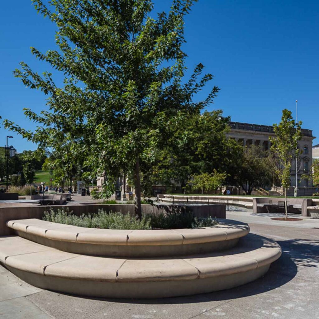 concrete bench at UW Madison