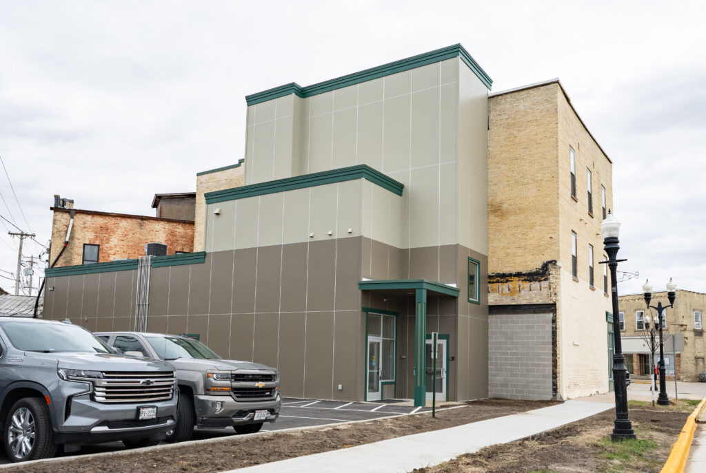 Exterior – showing old and new construction